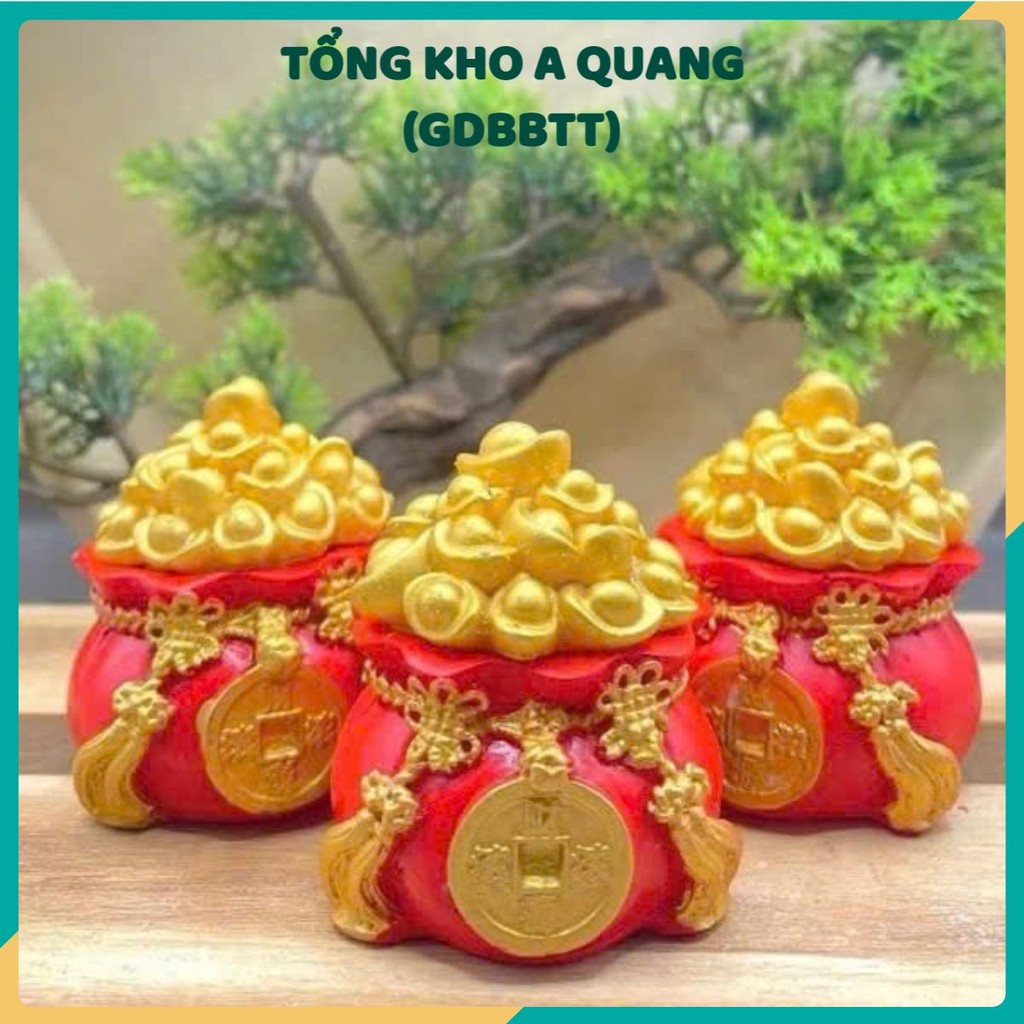 Hũ Đựng Vàng Tài Lộc, TÚI THẦN TÀI May Mắn Trang Trí Ban Thờ, Bàn Làm Việc, HŨ MUỐI GẠO TÀI LỘC - HU644