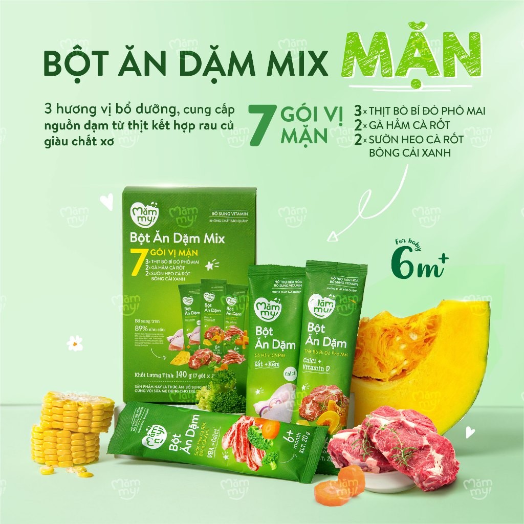 Ảnh Bột ăn dặm mix vị Mămmy bổ sung DHA, canxi, sắt giúp bé phát triển khỏe mạnh, thông minh, hộp 7 gói 2