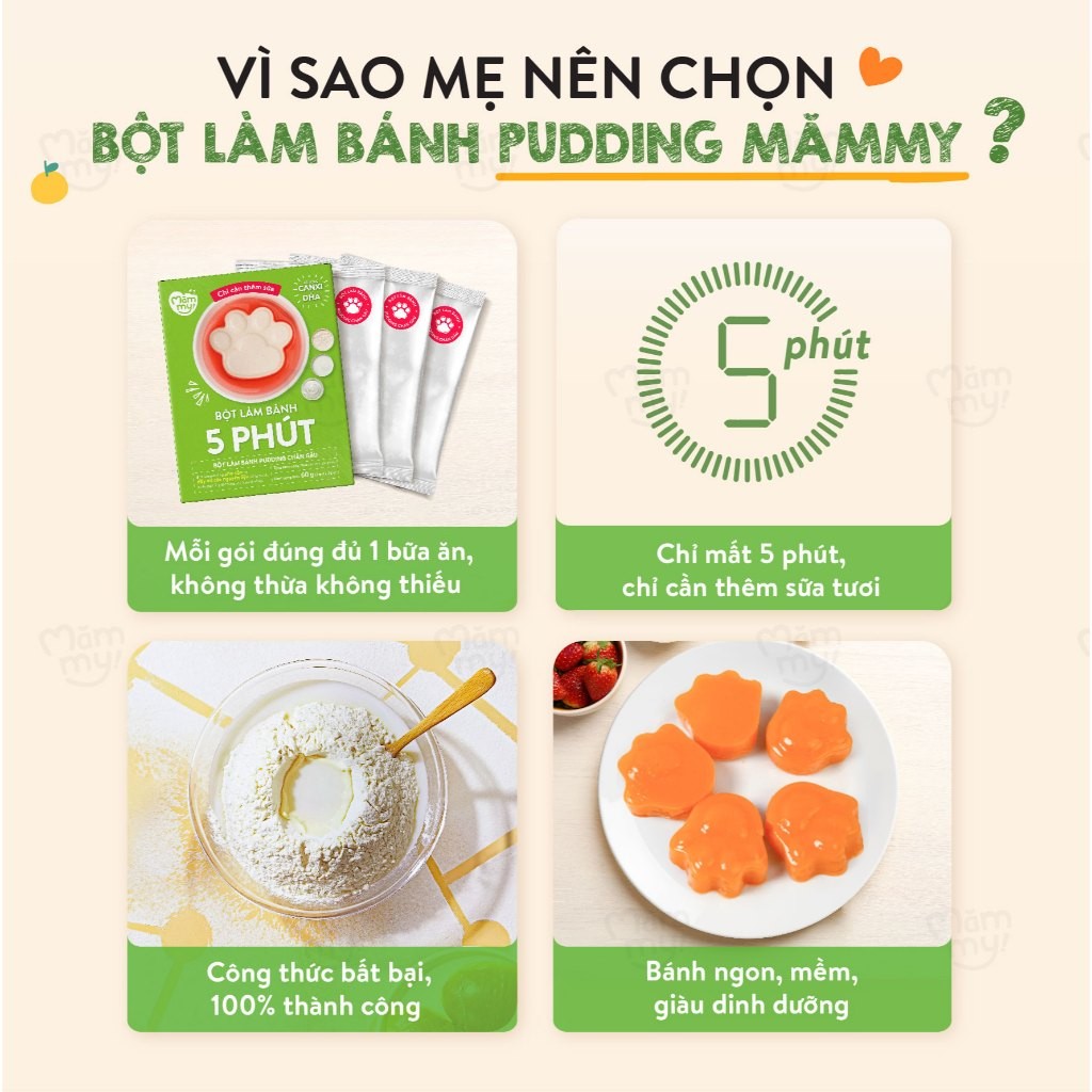 Ảnh Bột làm bánh Pudding chân gấu Mămmy làm bữa phụ cho bé chỉ 5 phút bổ sung vitamin, hỗ trọ tiêu hóa 3