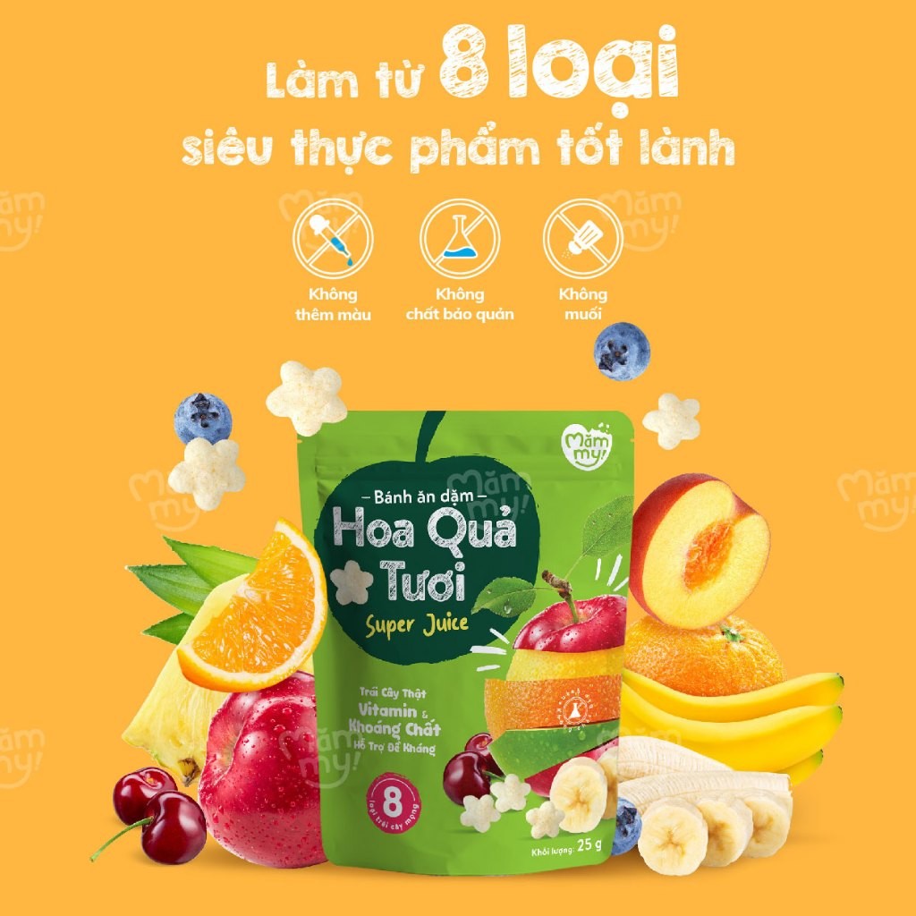 Ảnh Bánh ăn dặm vị hoa quả tươi Mămmy tan trong miệng, từ trái cây thật giàu vitamin, khoáng chất hỗ trợ đề kháng 25 gram 3
