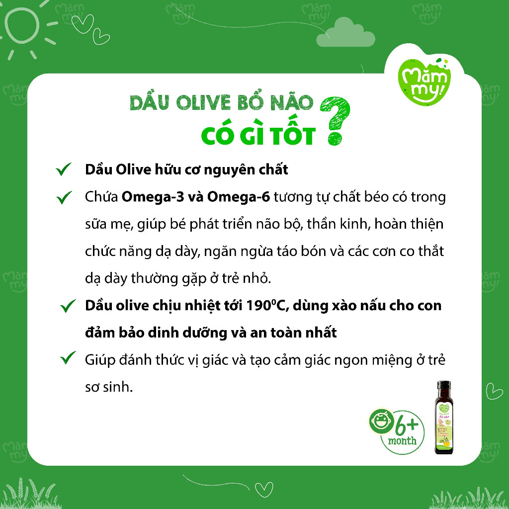 Ảnh Dầu Olive bổ não Mămmy cho trẻ ăn dặm, hữu cơ nguyên chất chai 100ml 3