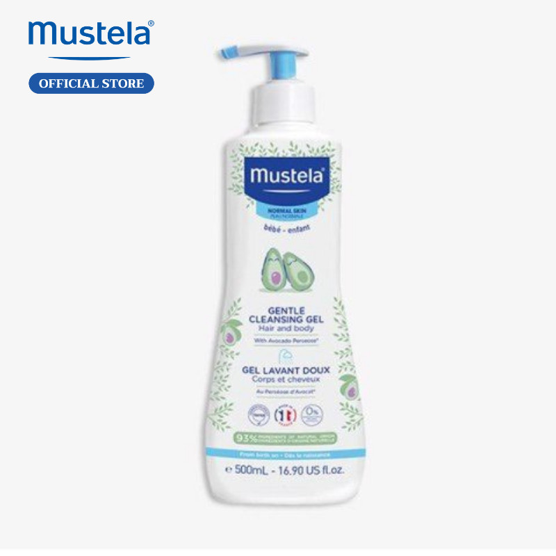 Ảnh Gel Tắm Gội Cho Trẻ Sơ Sinh & Em Bé Da Thường Mustela 500ml Phiên Bản Mới 1