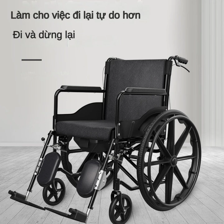 Xe lăn có thể gấp lại, xe lăn có bồn cầu, xe lăn nhẹ và dày cho người khuyết tật