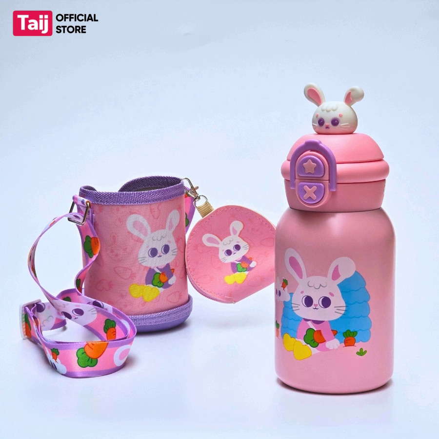 Bình Giữ Nhiệt Mini, Bình Giữ Nhiệt Cho Bé Cao Cấp Hình Thỏ Gấu Dễ Thương 450ml Nhiều Màu Sắc