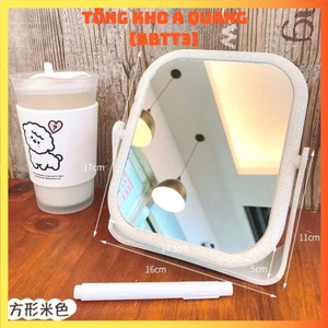 Gương Trang Điểm Để Bàn, Gương Soi Di Động Dòng Thấp 2 Mặt Xoay 360 Độ - GƯƠNG LÚA MẠCH , GƯƠNG TRANG ĐIỂM