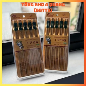 VỈ 10 ĐÔI ĐŨA TRE VÂN ĐÁ KHÁNG KHUẨN - Bộ 10 Đôi Đũa Tre BamBoo 24cm,Đũa Ăn Cơm Chống Trơn Trượt Nấm Mốc - DUAANCOM968