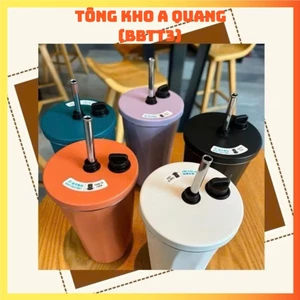 LY Cao Cấp Trơn Kèm Nắp Đậy, CỐC GIỮ NHIỆT ỐNG HÚT INOX 600ML - LYCOC6293