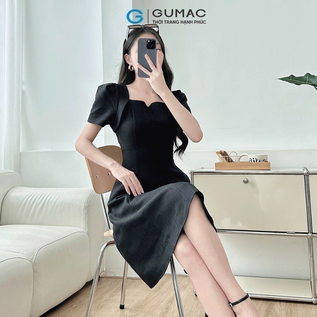 Ảnh Đầm cổ vuông xẻ V thời trang GUMAC LDE0910 4
