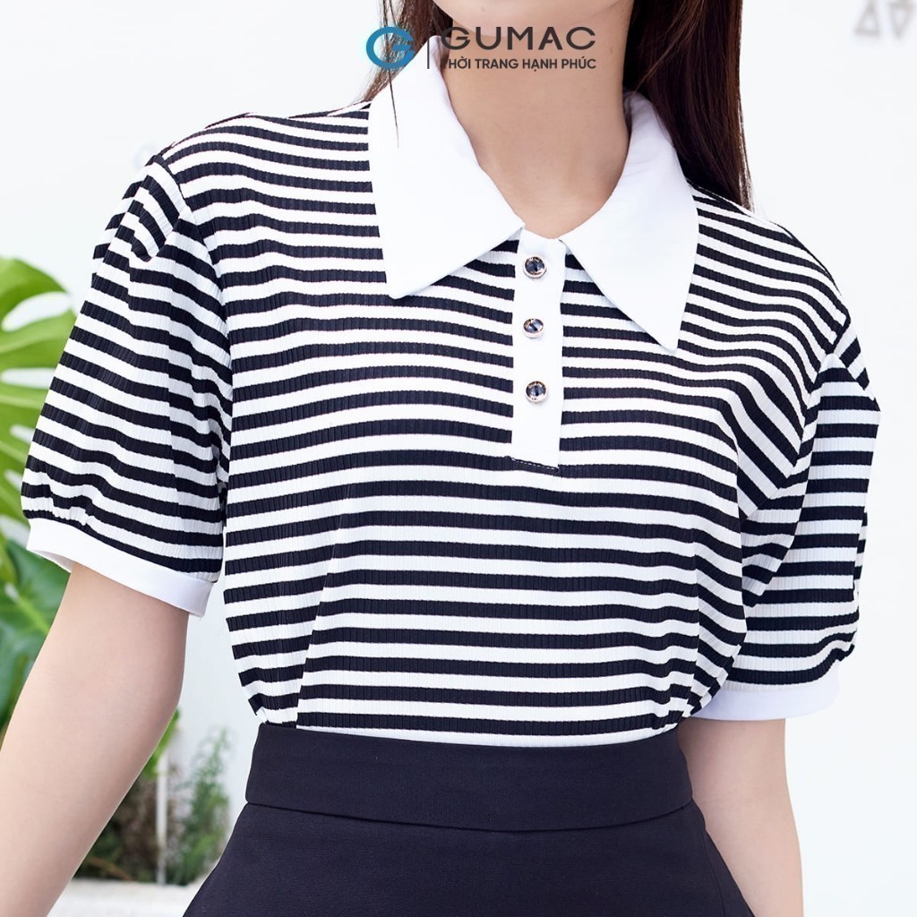 Ảnh Áo polo sọc phối kiểu thời trang GUMAC PLE11036 4