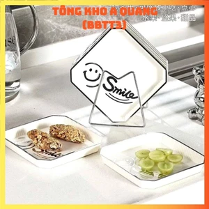 SET ĐĨA NHỰA SMILE, Bộ 6 Đĩa Đựng Thực Phẩm Kèm Giá Đỡ Smile (Trắng / Đen) SET ĐĨA NHỰA SMILE - MA: DIANHUASMILE4