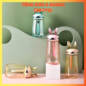 BÌNH NƯỚC TAI THỎ 450ML - Bình Nước Nhựa Trong Tai Thỏ Xinh Xắn Dung Tích 450ml Chống Đổ - BÌNHNUOCTAITHO4