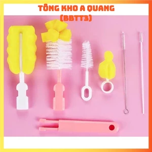 Bộ cọ rửa bình sữa cho bé 6 Chi tiết cao cấp Tay cầm xoay 360 độ - BỘ CỌ RỬA BÌNH CỐC CHÉN ĐA NĂNG - CORUABINH187
