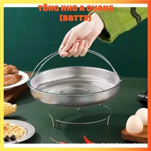 KHAY HẤP ĐỒ ĂN SIÊU BỀN, Khay rổ - rá hấp thức ăn inox có đế,đa năng - MA: KHAYHAPTHUCAN