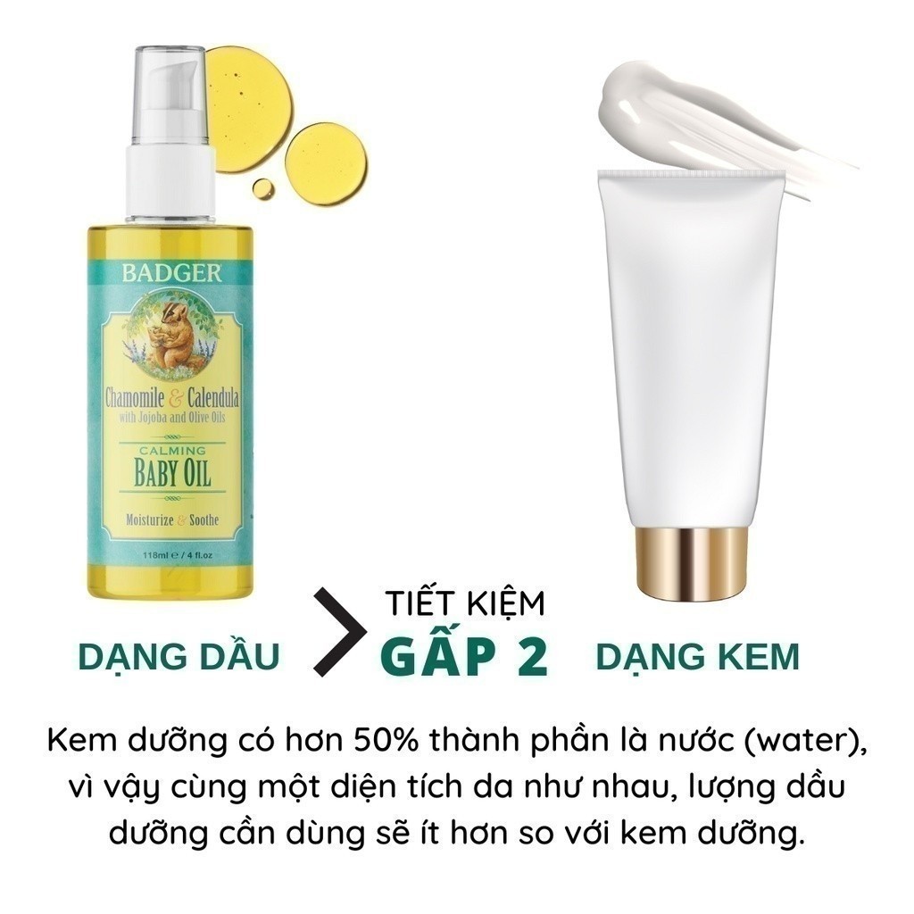 Ảnh Dầu hữu cơ dưỡng da, massage cho em bé Badger Organic Baby Oil - hạn chế khô da, giúp da ẩm mềm - 118ml 1