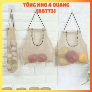 TÚI ĐỰNG ĐỒ VẢI LƯỚI TREO TƯỜNG, Túi đựng hành tỏi màu Vàng, túi đựng mỹ phẩm treo tường tiện lợi- TUIDUNGDOTREOTUONG6