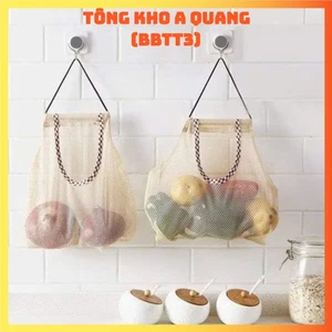 TÚI ĐỰNG ĐỒ CHẤT LƯỚI TREO TƯỜNG, Túi đựng hành tỏi màu Vàng, túi đựng mỹ phẩm treo tường tiện lợi - TUITREOTUONG7
