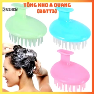 LƯỢC MASSAGE SILICON, Lược Gội Đầu Cầm Tay Hình Tròn Bằng Silicon Mềm Mát Xa Da Đầu: LUOCMASSAGE371