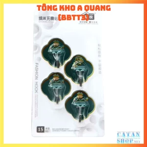 VỈ 4 MÓC HOA MAI XANH CAM, Vỉ 4 Móc Dán Tường Siêu Dính Hình Hoa 4 Cánh Màu Sắc Sặc Sỡ Treo Đồ: MOCDANTUONG14