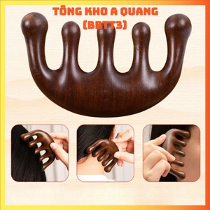 Lược gỗ đàn hương mát xa da đầu dánh cho cả nam và nữ, Lược Massage Năm Cánh Chống Tĩnh Điện Gỗ Đàn Hương Da Đầu Cơ Thể