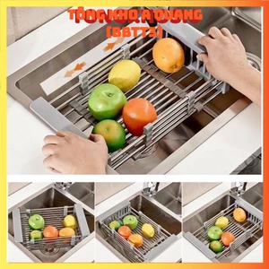 Giá Khay Inox Để Chậu Bồn Rửa chén (Điểu Chỉnh Kích Thước) - Rổ Gác Bồn INOX Rửa Chén Đa Năng - Rổ Đựng Hoa Quả, Ch
