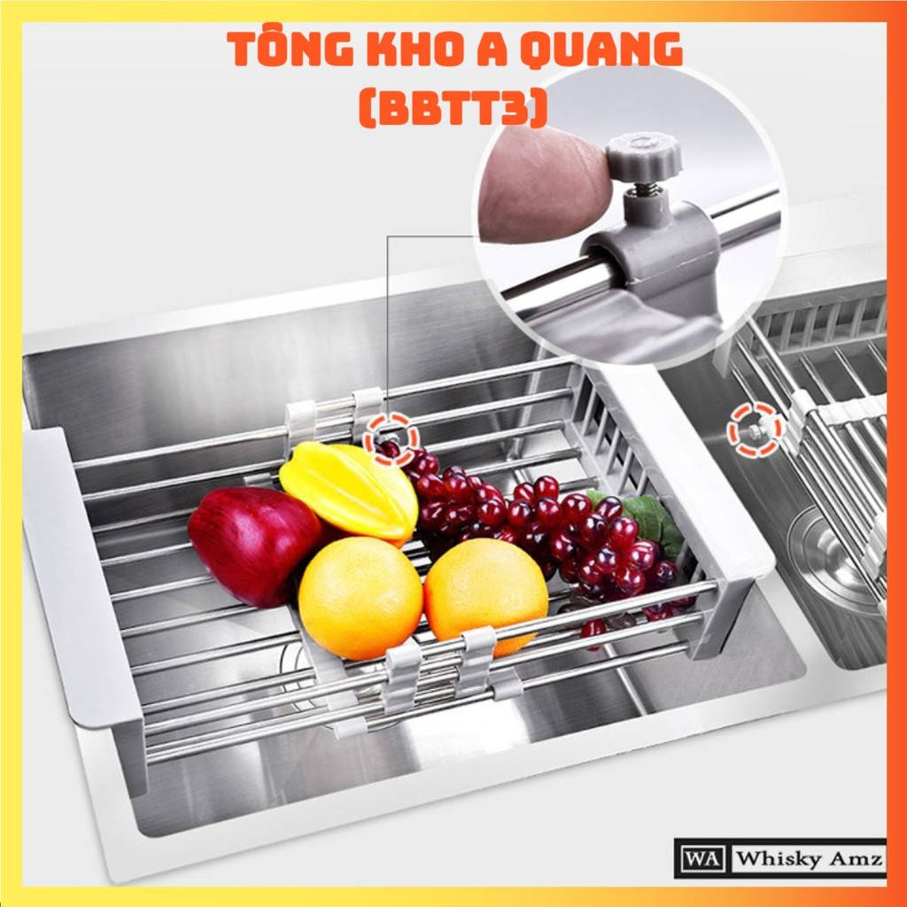 Kệ Giá Rổ Gác Bồn Rửa Chén Bát Đĩa Inox 304 Loại Dày , Rổ Gác Chậu Rửa Bát Bát Đa Năng Cực Tiện Lợi