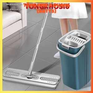 Bộ Lau Nhà (1 Thùng + Cây Lau và 8 Bông Lau) Lau Tự Vắt Thông Minh, Chổi Lau Nhà Phẳng Xoay 360 Độ