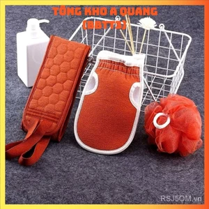 SET 3 MÓN ĐỒ TẮM, Bộ bông tắm, sét khăn tắm, cọ lưng, 3 trong 1 tiện dụng dùng nhà tắm màu ngẫu nhiên-MA: BONGTAM
