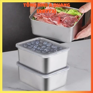 5 Hộp VUÔNG Đựng Thực Phẩm INox 304 Kèm Nắp, Hộp Đựng Đồ Tủ Lạnh - 335487