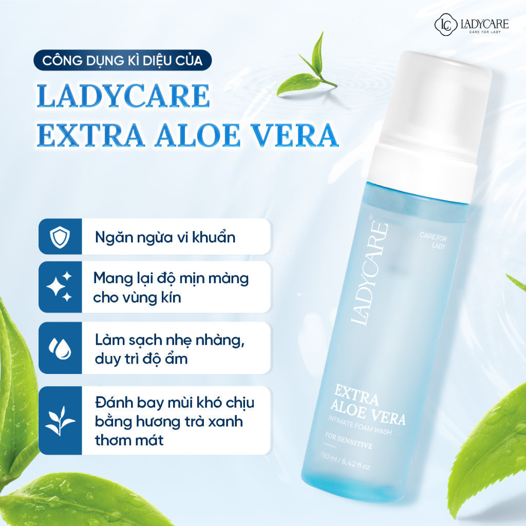 Ảnh Dung Dịch Vệ Sinh Phụ Nữ Dạng Bọt Ladycare Extra Aloe Vera Da Nhạy Cảm, Duy Trì Độ pH Tự Nhiên 190ml 4