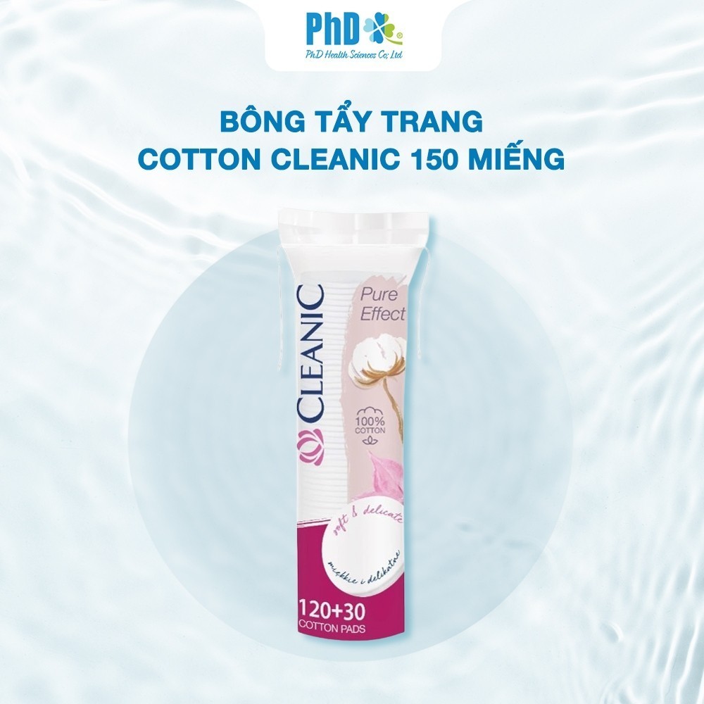 Ảnh Bông tẩy trang cotton Cleanic - Làm sạch & an toàn cho da - 150 miếng 1