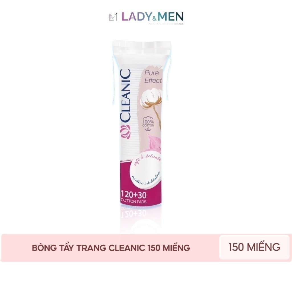 Ảnh Bông tẩy trang cotton Cleanic - Làm sạch & an toàn cho da - 150 miếng 2