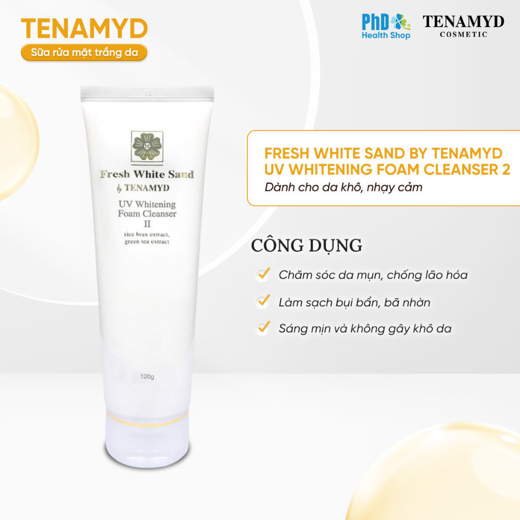 Ảnh Sữa Rửa Mặt Trắng Da Tenamyd Fresh White Sand UV Whitening Foam Cleanser II 120g Cho Da Khô Nhạy Cảm 2