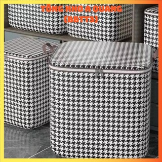 Túi Đựng Chăn Màn Quần Áo 100L (LOẠI 1) DẦY . Túi Đựng Quần Áo Gối Mền 100L Có Nắp Dây Kéo 2 Chiều KẺ SỌC CARO 100L