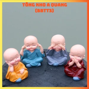 Bộ Tượng Chú Tiểu Hòa Thượng Tứ Không - Phật Phong Thủy Mini 4 Tư Thế, Trang Trí Xe Hơi, Để Bàn- 31