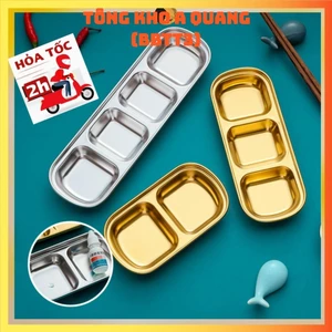 Khay INOX Nhiều Ngăn , Đĩa Nước Chấm Đựng Gia Vị 3, 4 Ngăn Chén Inox Mạ Nhỏ Để Dụng Cụ Y Tế 3006