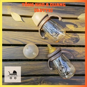 Bình Sữa Mèo Cổ Rộng PPSU Dung Tích 240/300 Ml Kèm Tay Cầm Van Chống Sặc An Toàn, Núm Ti Siêu Mềm Hợp Mọi Tư Thế Khi Ăn