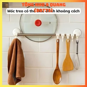 THANH TREO ĐỒ HÚT CHÂN KHÔNG 6 MÓC, Thanh treo hút chân không kèm móc - MA: THANHTREODO8