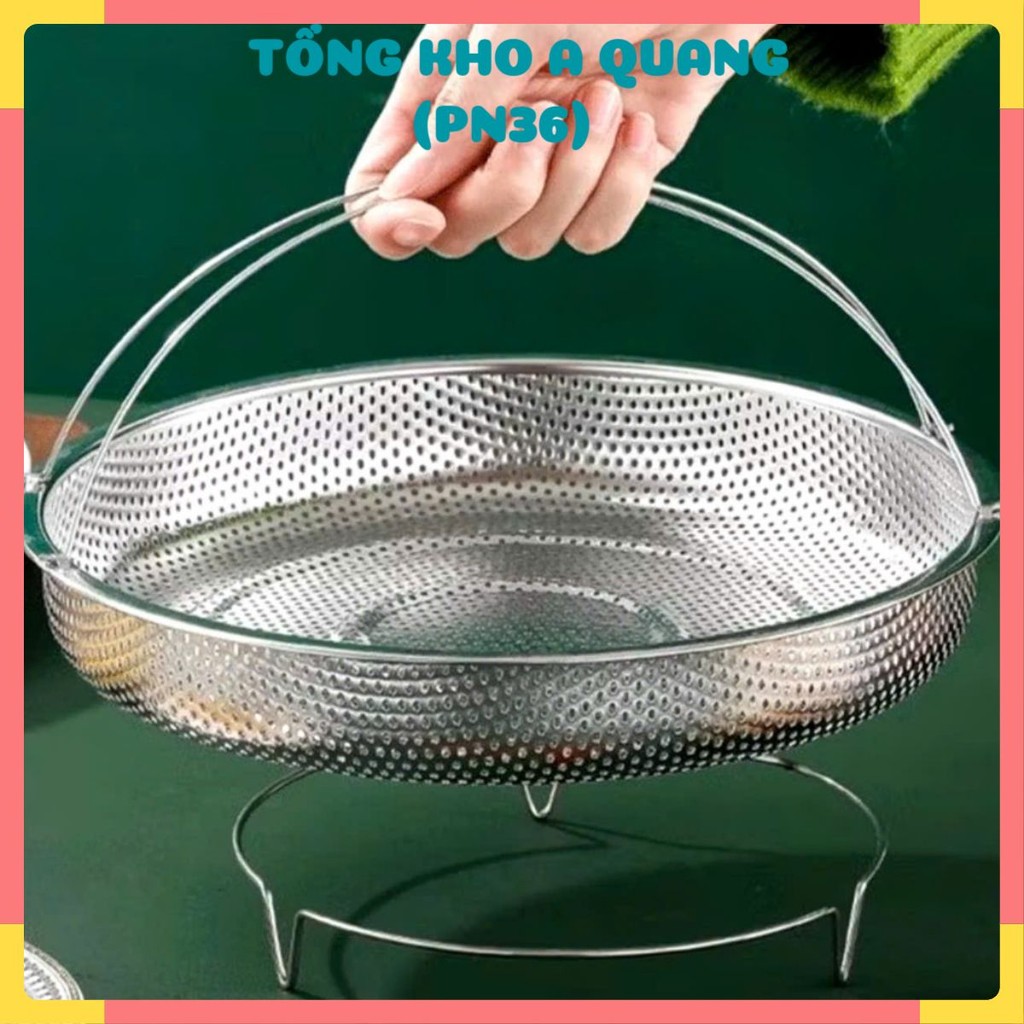 KHAY HẤP ĐỒ ĂN INOX XỊN , Khay rổ - rá hấp thức ăn inox có đế,đa năng - MA: KHAYHAPTHUCAN