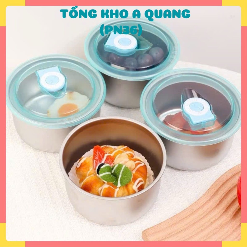 (COMBO 5)Hộp Đựng Thực Phẩm Tròn Inox 304 Không Gỉ Có Nắp Đậy Bảo Quản Thực Phẩm Tiện Lợi, HỘP ĐỰNG ĐỒ ĂN - MẪ: HOP9006