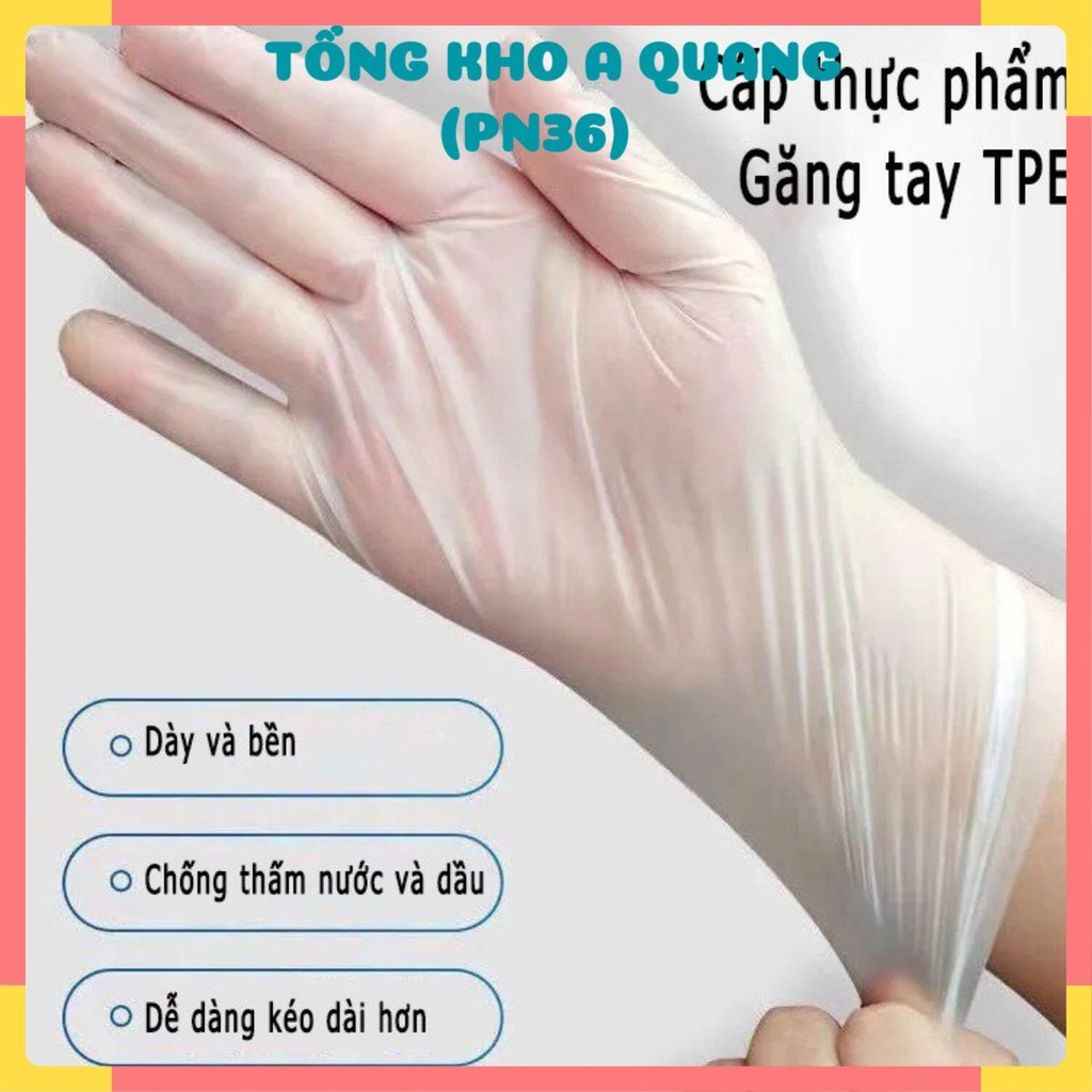 [Siêu Rẻ]  Hộp 100 Cái Găng Tay Cao Su Dùng 1 Lần Làm Bếp Nấu Ăn Vệ Sinh Siêu Dai Siêu Bền