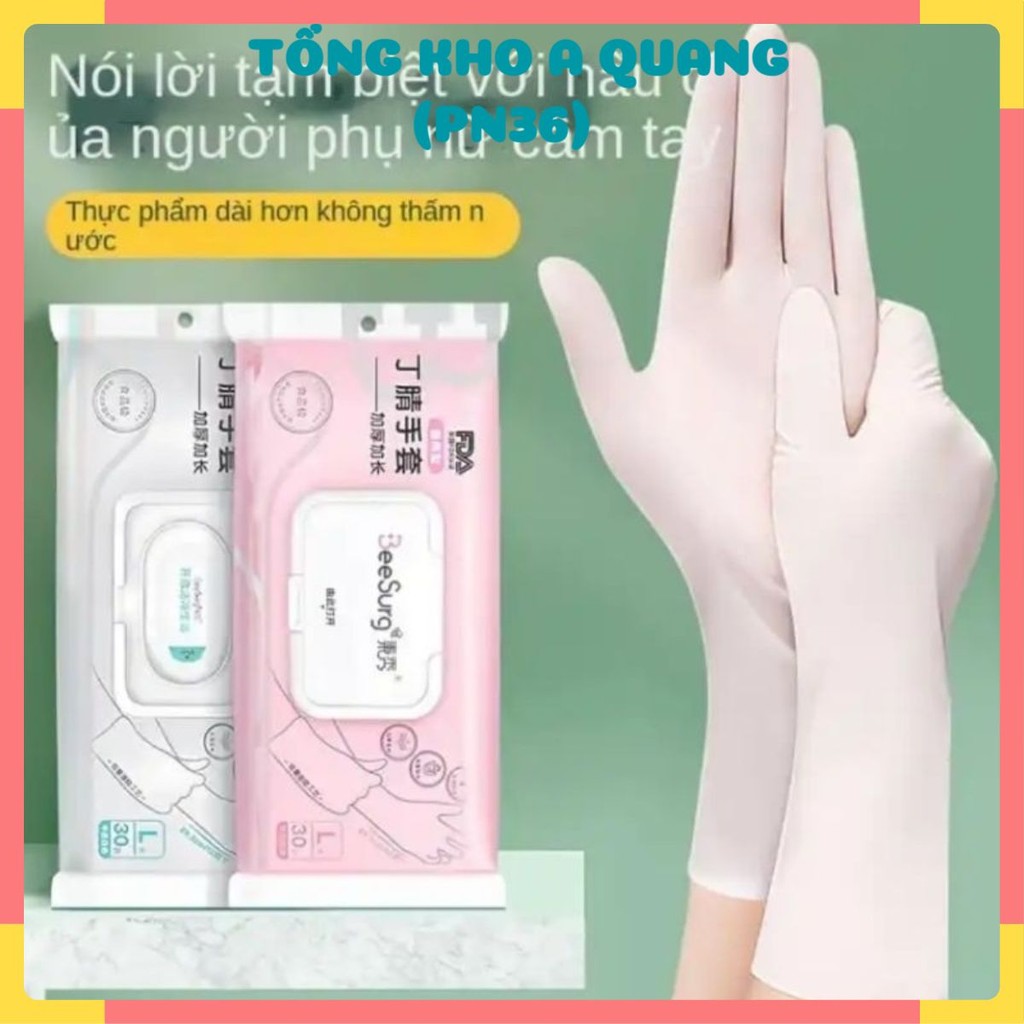 Hộp 30 Găng Tay Làm Bếp Nếu Ăn, Găng Tay Rửa Bát Siêu Dai Không Mùi Sử Dụng Nhiều Lần