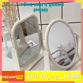 Gương Để Bàn💚HÀNG NHẬP KHẨU💚 Gương Trang Điểm Để Bàn 2 Mặt Xoay Chất Liệu Lúa Mạch Bền Chắc 35693