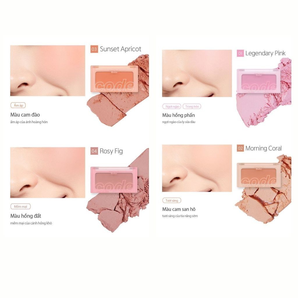 [LG Makeup VN] Phấn má hồng mịn lì Code Glokolor Mood Touch Blusher 3.5g