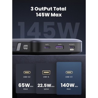 Pin sạc dự phòng Ugreen 20000mAh/25000mAh | Cổng sạc nhanh USB-C 145W/100W | 3 cổng | BH 18 tháng 1 đổi 1