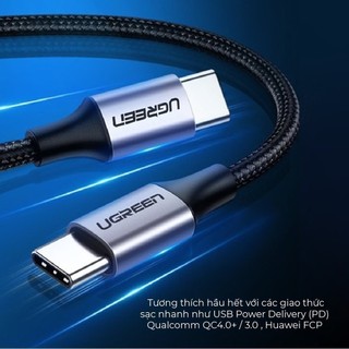 Cáp sạc USB C sang USB C Ugreen US261 Sạc nhanh PD 60W  | Tốc độ truyền 480Mbps | Bảo Hành 1 đổi 1 18 Tháng | 50149 5015
