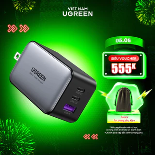 Củ sạc nhanh CD244 Nexode / Cốc sạc nhanh RoboGaN Mini CD361 65W UGREE | 3 cổng Sạc Nhanh | Công nghệ GaN II |BH 18tháng