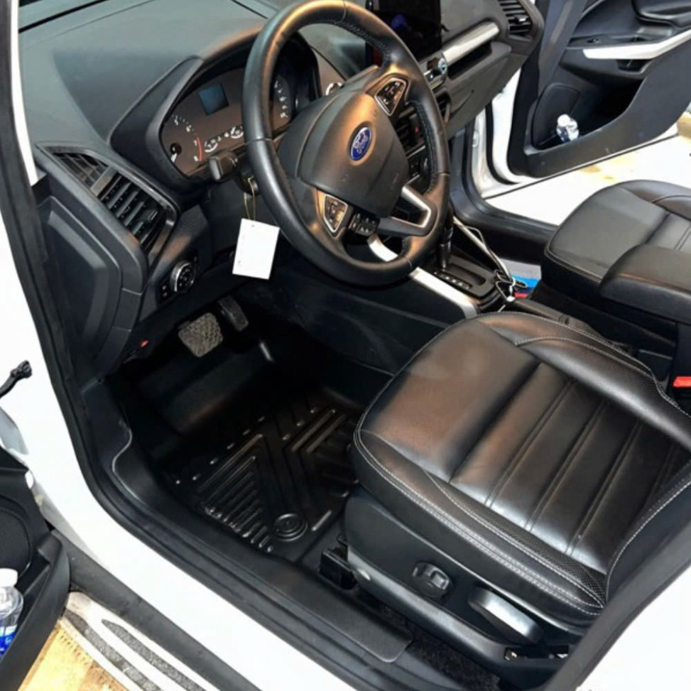 Thảm lót sàn NHỰA đúc TPE 5D xe  FORD ECOSPORT 2014- 2025, Mẫu Tràn viền bậc cửa - MẪU BẬC DÀI