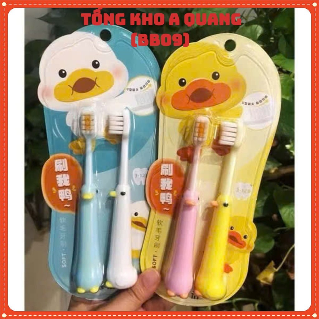 Combo 2 Chiếc Bàn Chải Đánh Răng Hình Chú Vịt Sợi Lông Mềm Cho Bé Từ 3 Đến 12 Tuổi , SET BÀN CHẢI VỊT - BANCHAI458