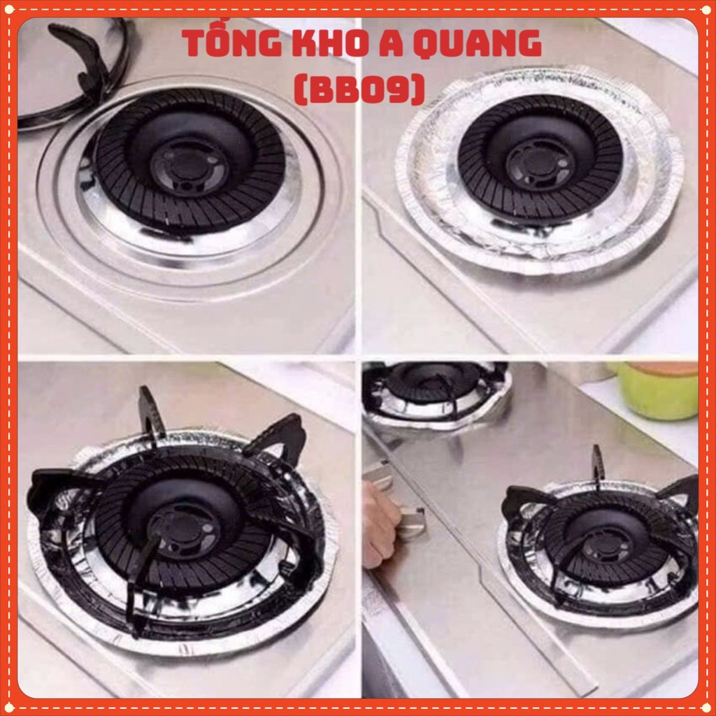 Set 10 miếng giấy bạc tròn lót bếp ga chống bám bẩn, chống tràn dầu mỡ khi nấu, GIẤY BẠC LÓT BẾP - GIAYBAC48