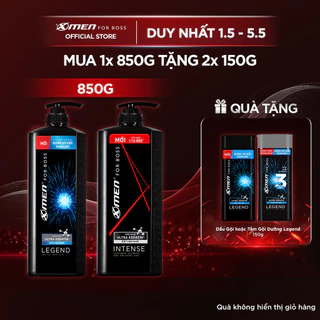 Combo Dầu gội Xmen for Boss 850g Intense/Legend + 2 chai Tắm gội dưỡng 3in1 Legend 150g - Dầu gội nước hoa Châu Âu